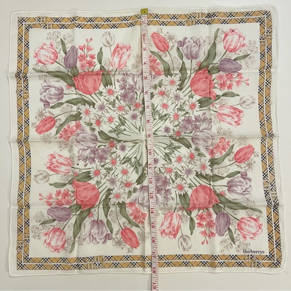Vintage Burberrys of London Floral Silk-Cotton Handkerchief - Picture 7 of 7